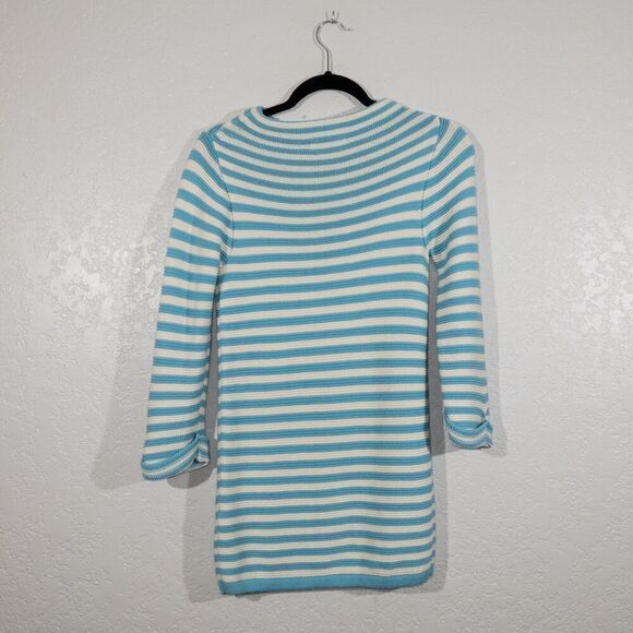 Boden Turquoise Blue Striped Boat Neck Wool‎ Blend Sweater Size 2 - Picture 5 of 5